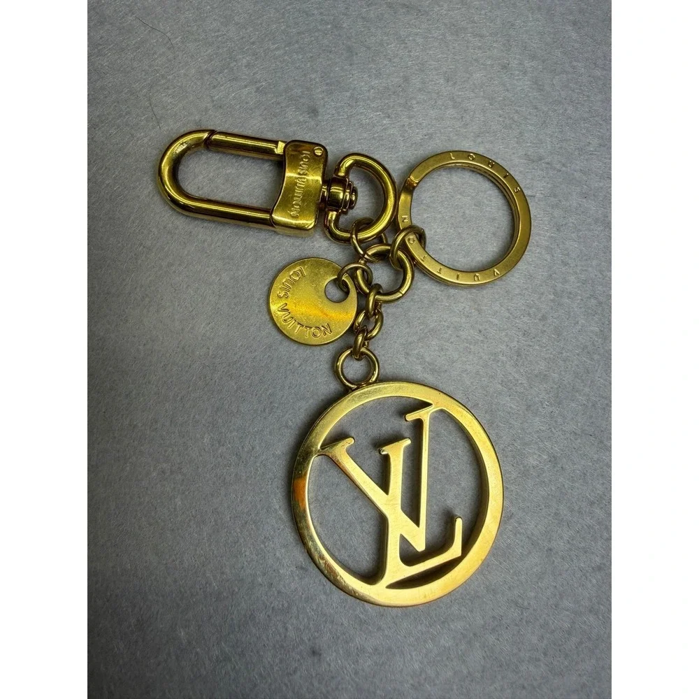 Louis Vuitton Circle Bag Charm Key Ring OS Gold Tone LV Circle M68000 Keychain